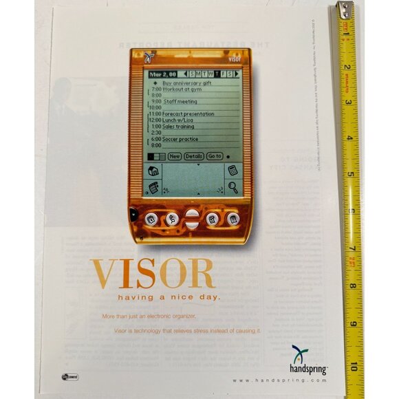 Vintage 2000 Visor Electronic Organizer Handspring Advertisement Print Ad - Picture 2 of 2